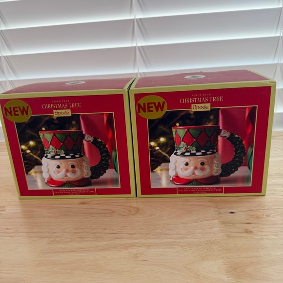 Spode Other - Spode Christmas Tree Nutcracker Toby Red Ceramic Collectible Mug - Lot of  2
